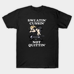Spin Shirts Women Funny SWEATIN CUSSIN NOT QUITTIN T-Shirt